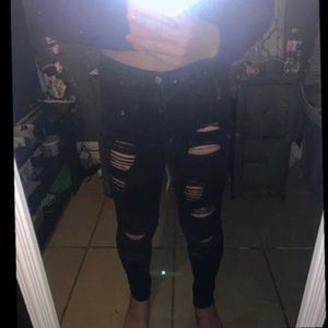 Hollister Black Destroyed Skinny Jeans size 7 W28